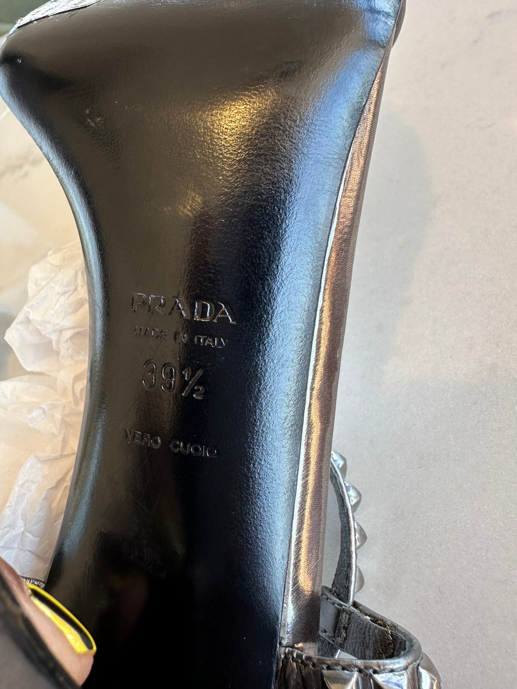Prada Studded Heeled Sandals in Silver