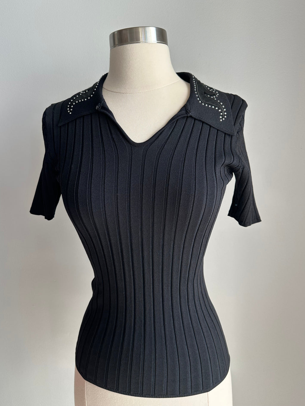 Sandro Collared Short Sleeve Shirt in Black