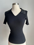 Sandro Collared Short Sleeve Shirt in Black