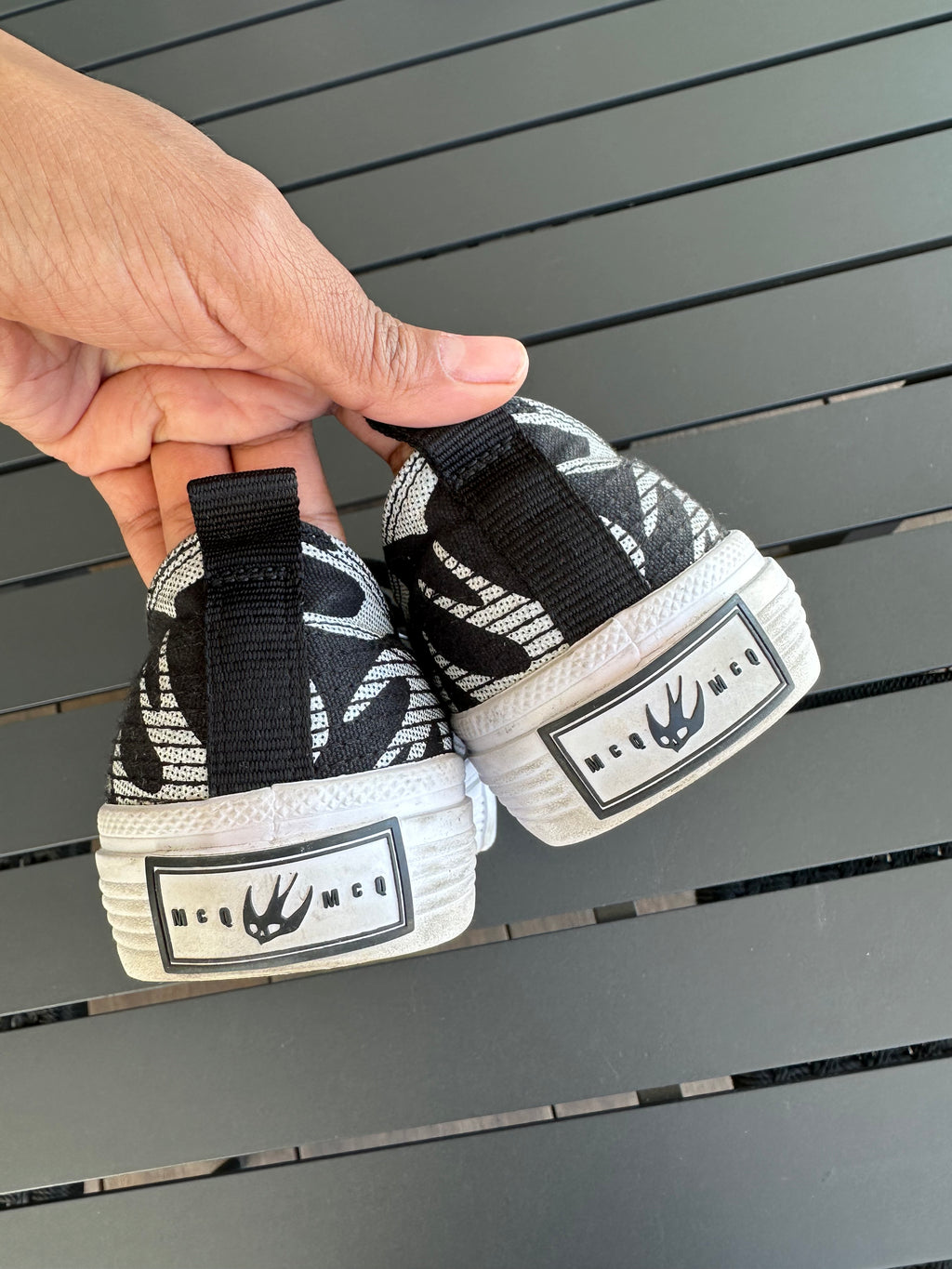 Alexander McQueen Sneakers in Black/White Denim & Leather