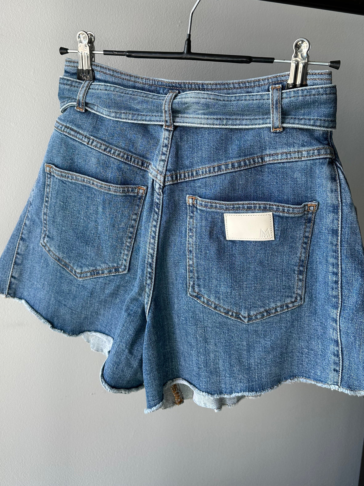 Maje Belted Denim Shorts