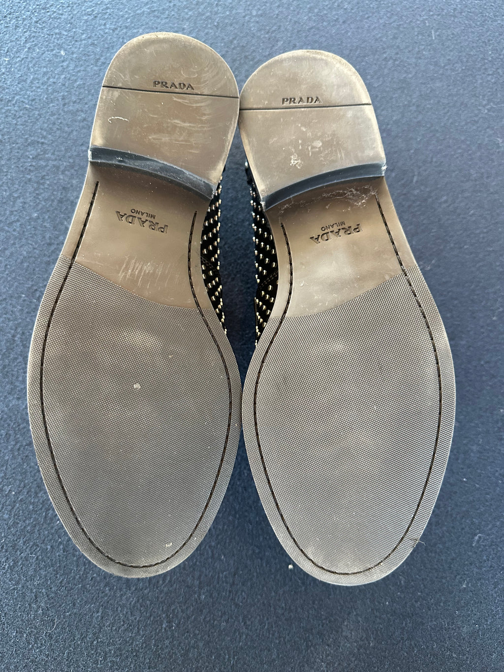 Prada Studded Loafers in Black Leather