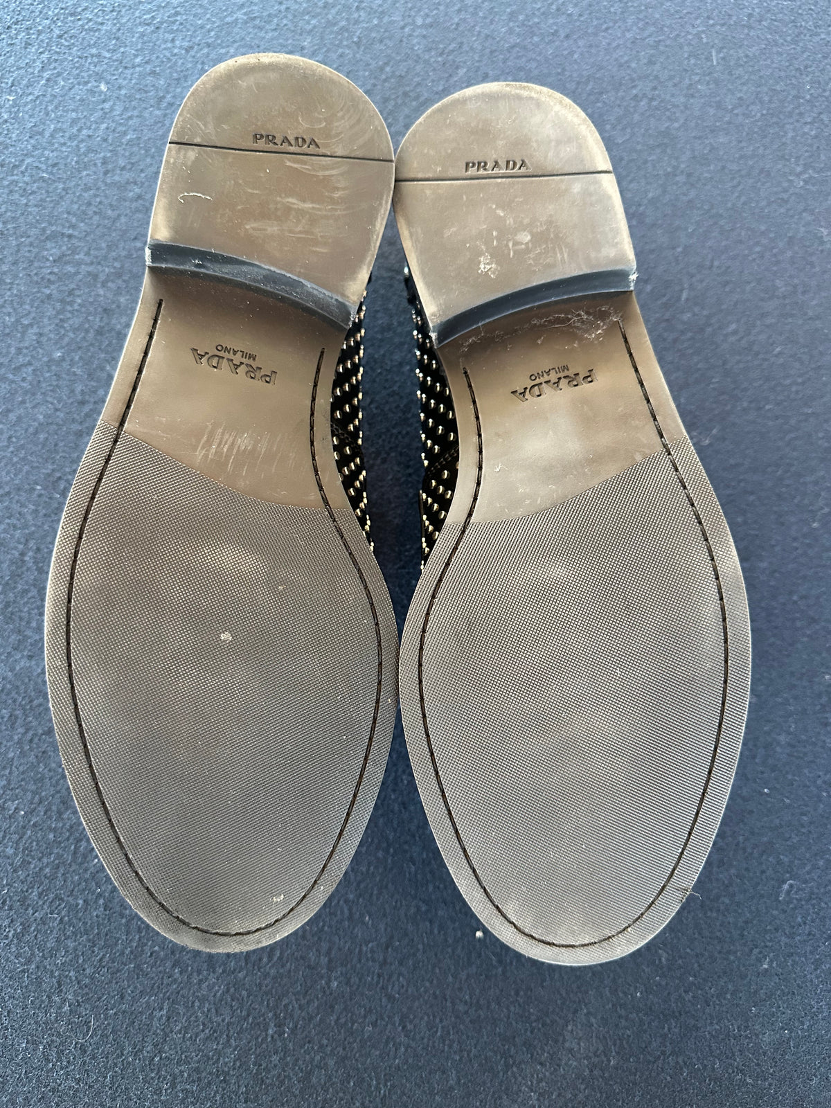 Prada Studded Loafers in Black Leather