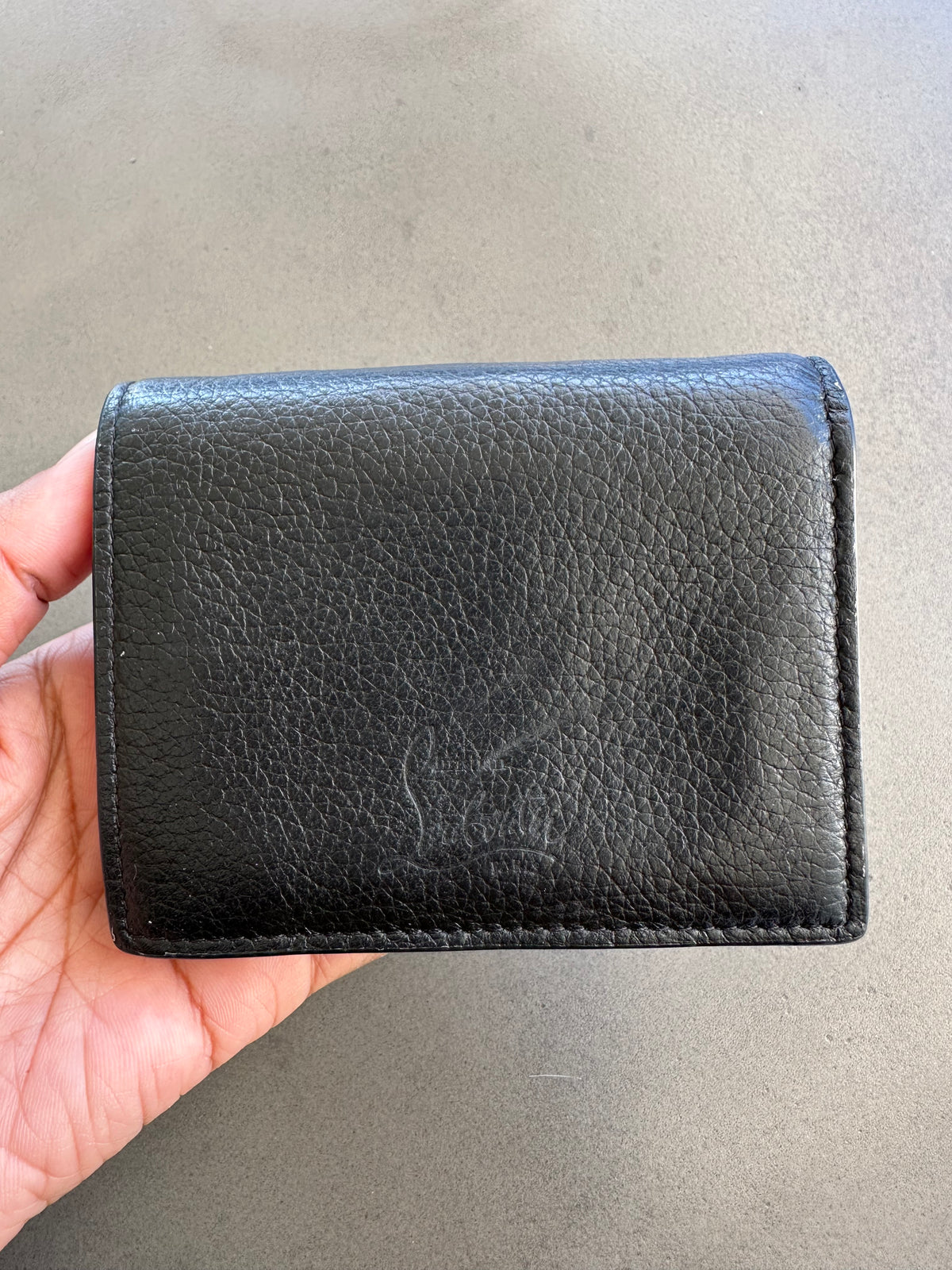 Christian Louboutin Studded Card Holder in Black Leather