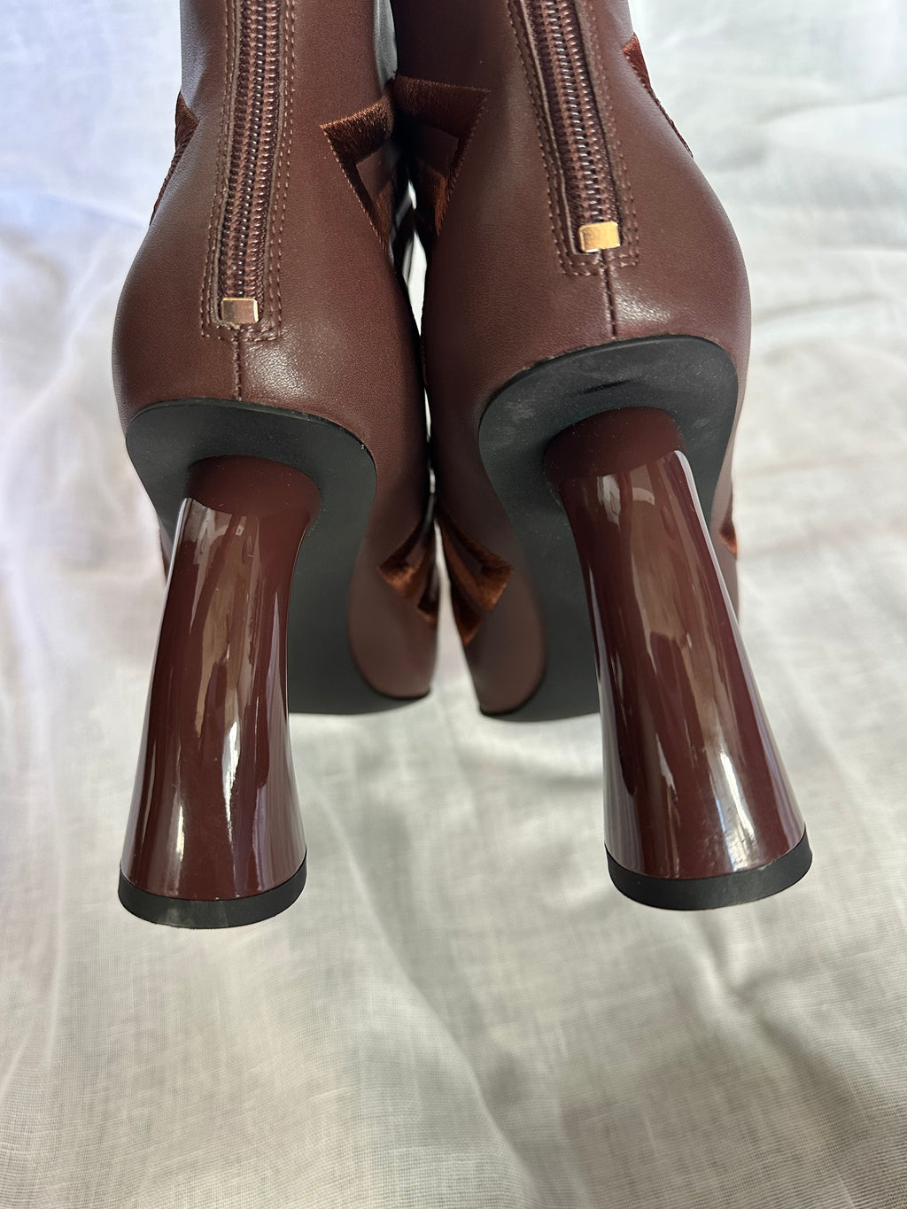 Chidozie Heeled Knee High CC Boot in Brown