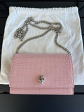 Alexander McQueen Mini Purse in Pink Croc Embossed Leather