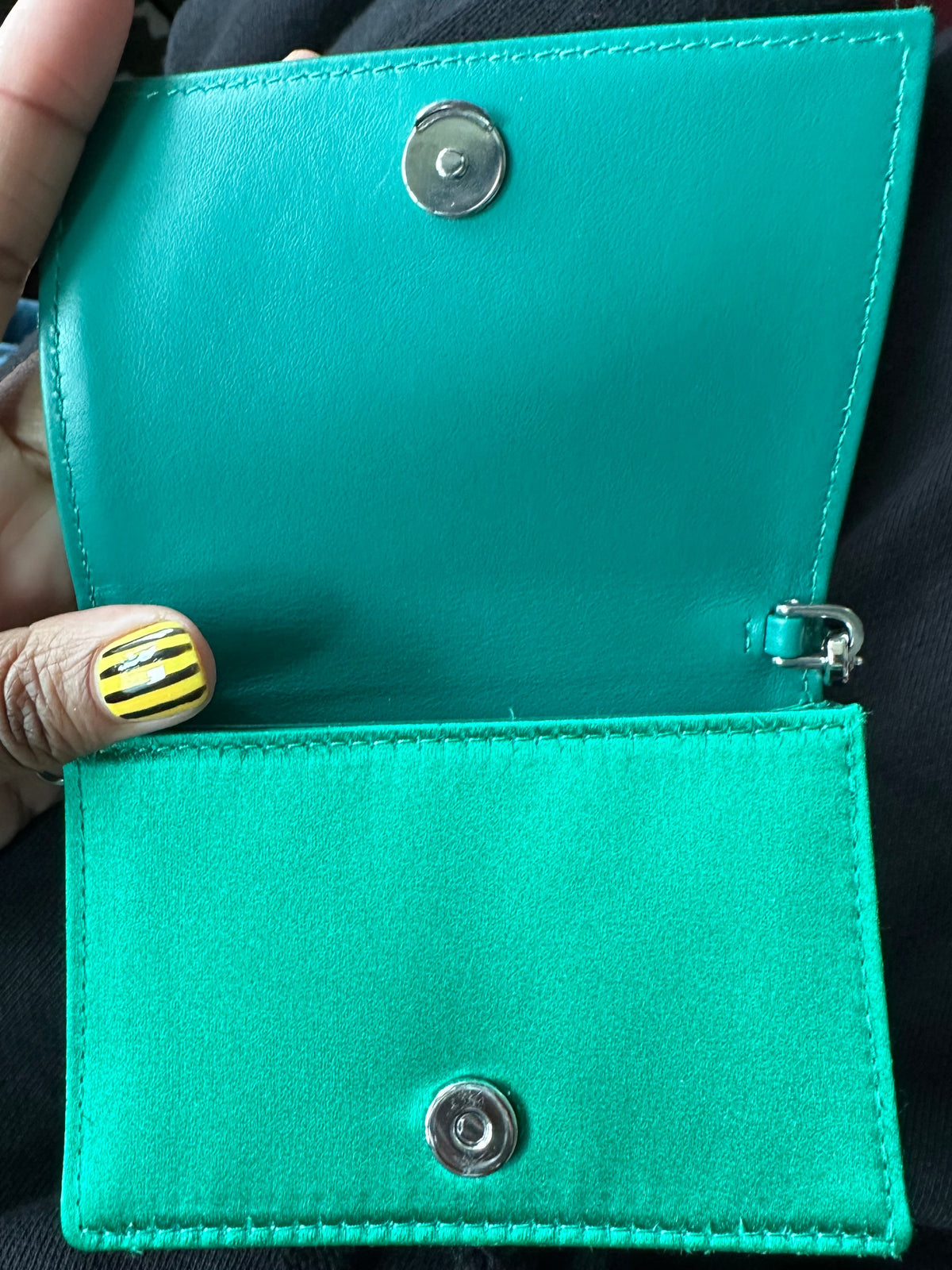 Prada Wallet on Chain in Green Crystal