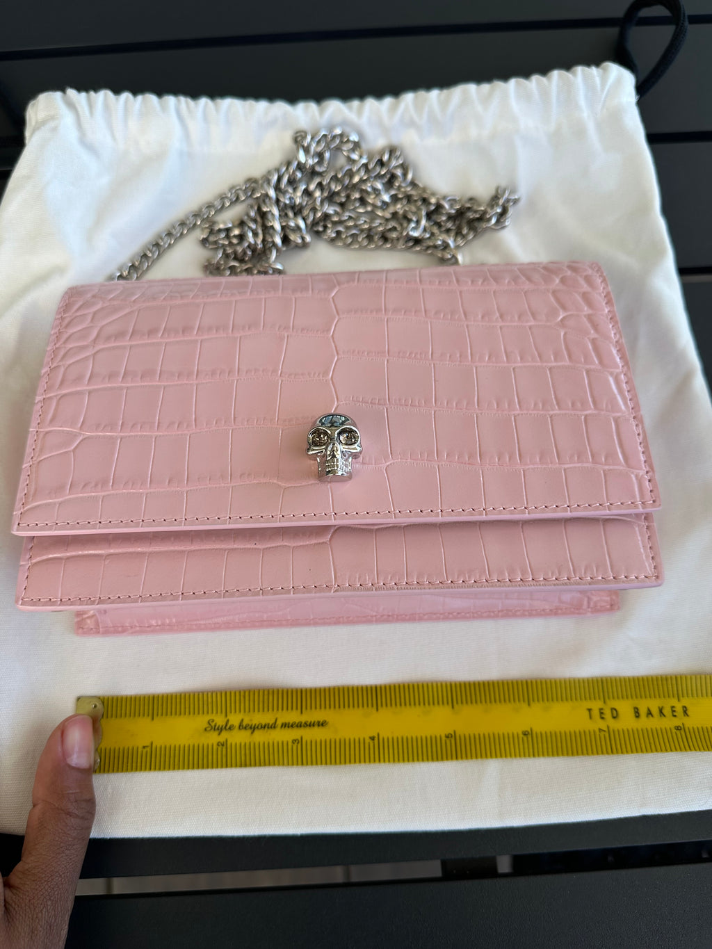Alexander McQueen Mini Purse in Pink Croc Embossed Leather