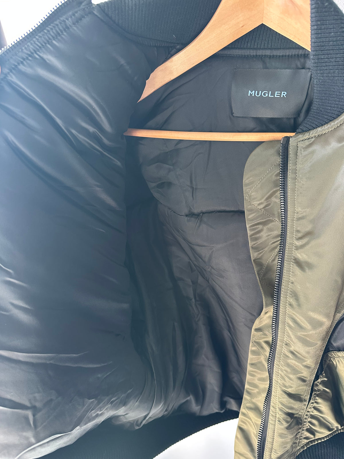 Mugler Puffer Jacket in Army Green & Black
