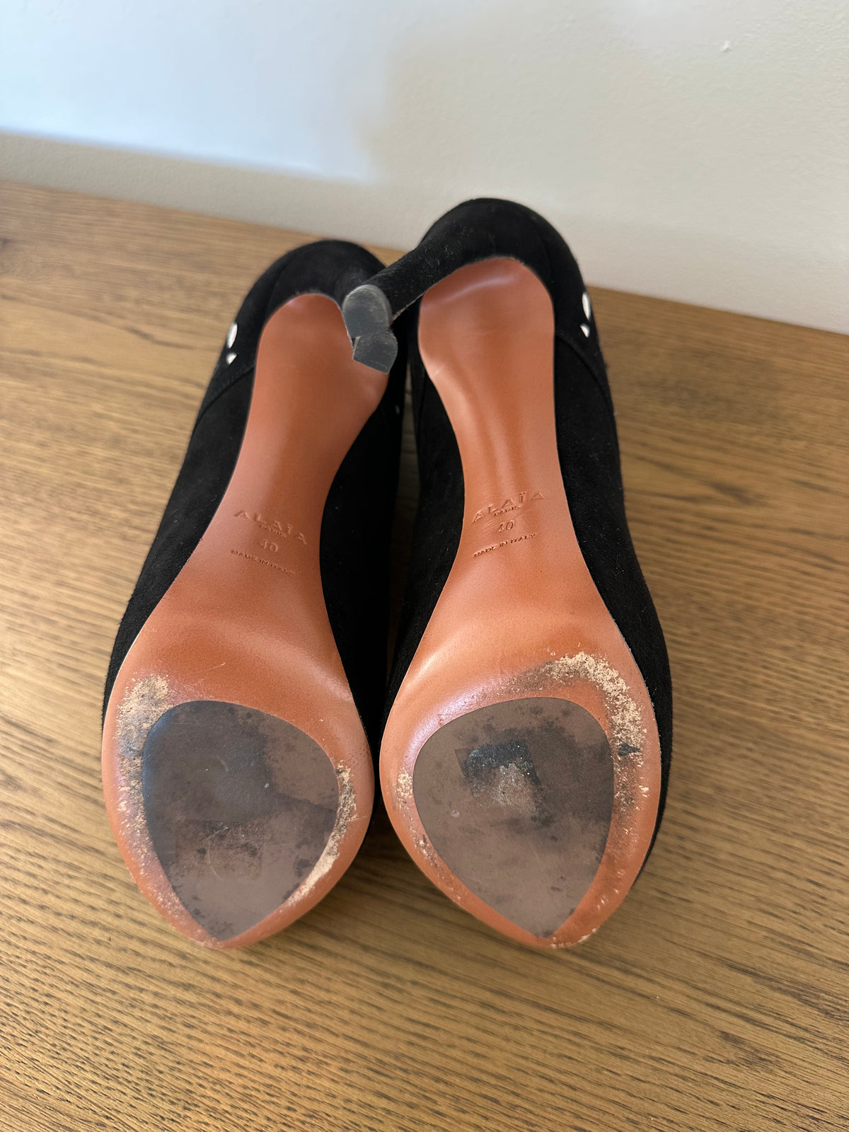 Alaïa Lace-up Heels in Black Suede