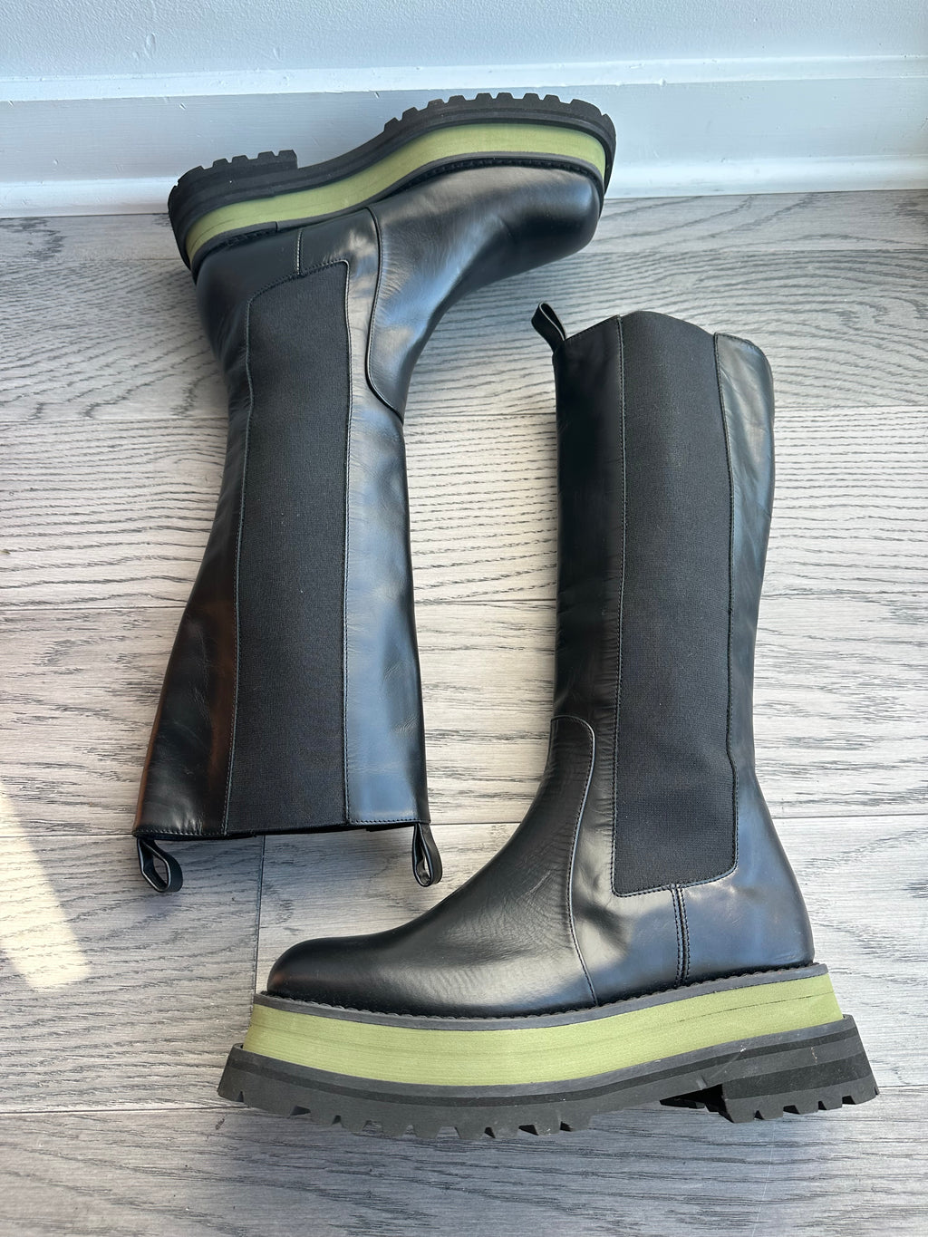 Paloma Barcelo Cora Knee High Platform Boots in Black