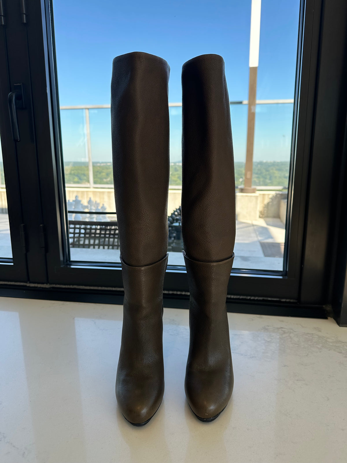 Balenciaga Heeled Boots in Olive Leather