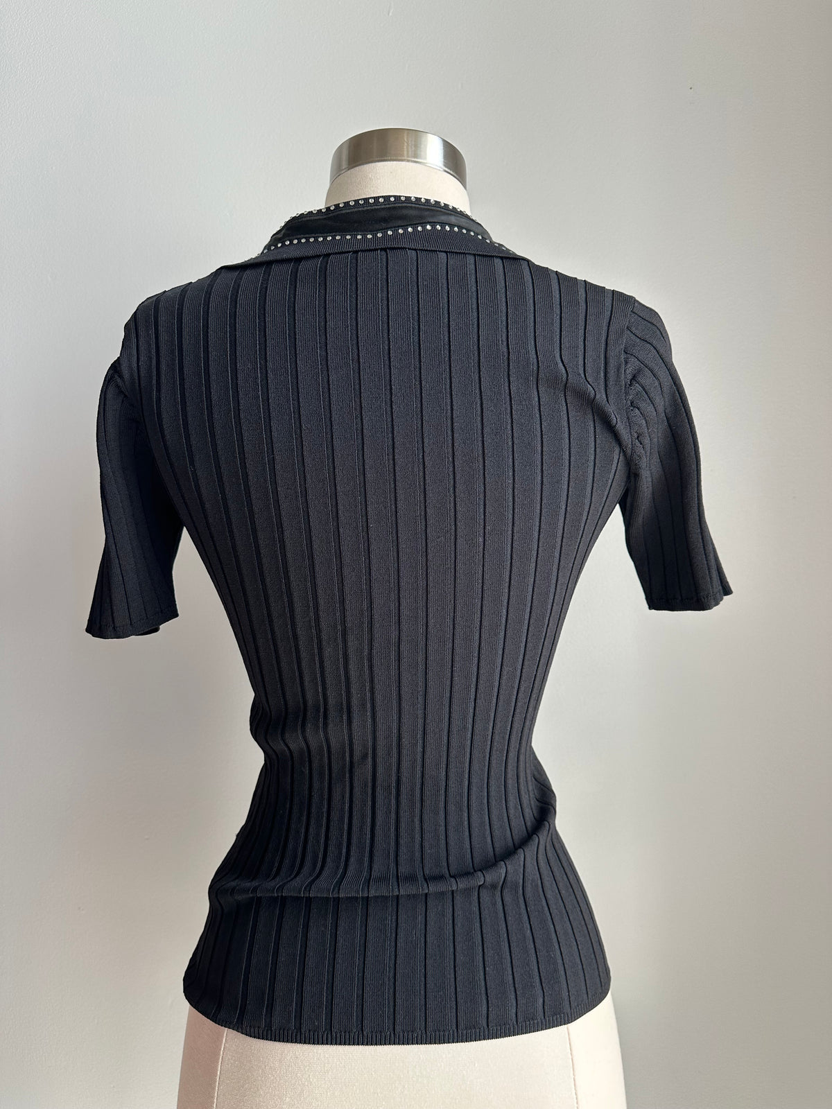 Sandro Collared Short Sleeve Shirt in Black