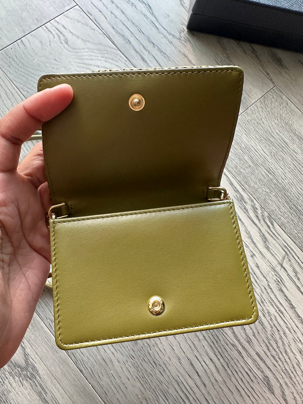 Prada Wallet on Chain in Green Raffia