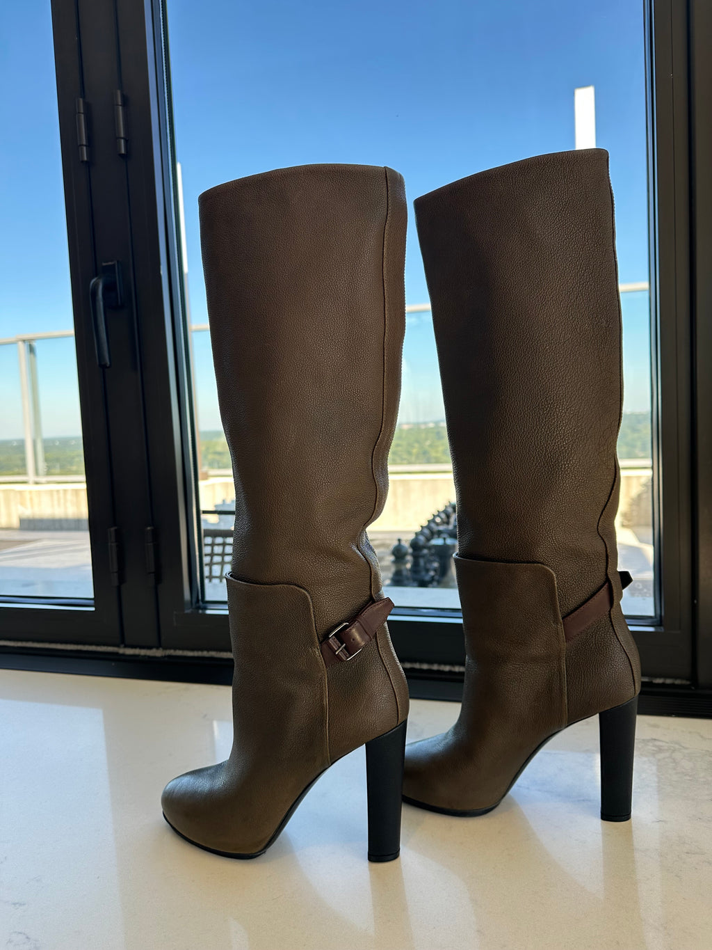 Balenciaga Heeled Boots in Olive Leather