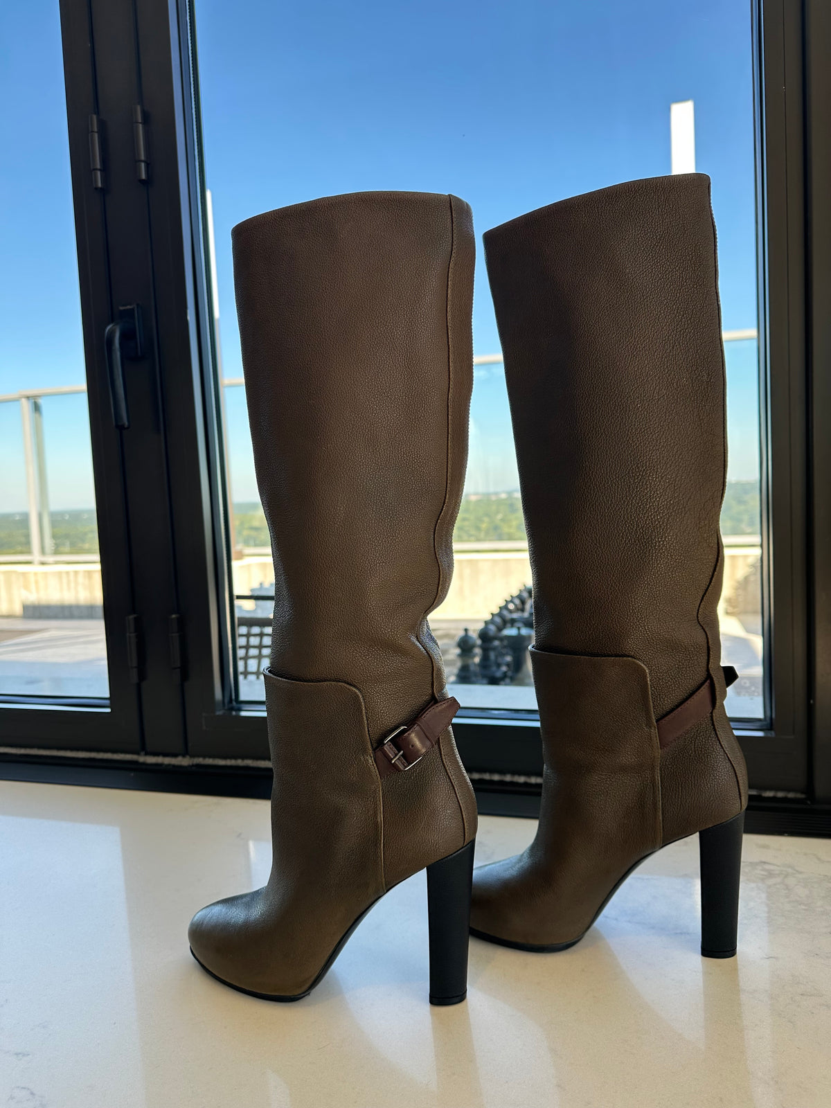 Balenciaga Heeled Boots in Olive Leather