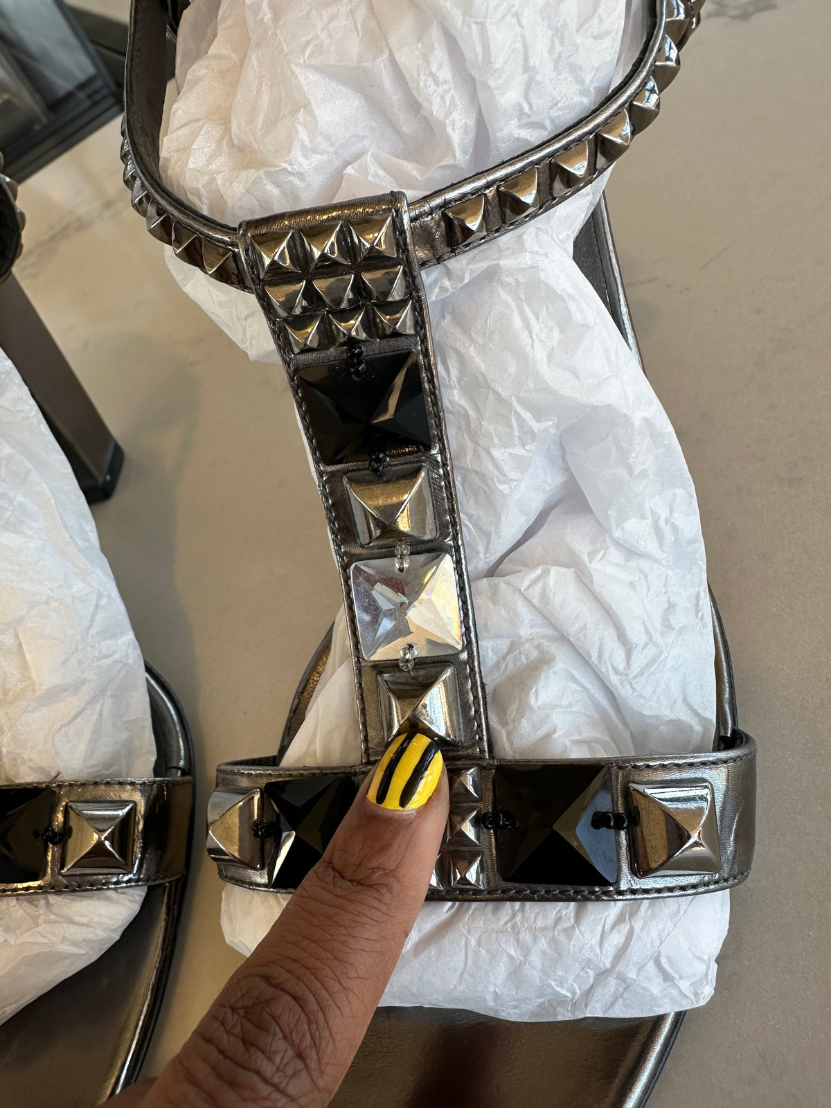 Prada Studded Heeled Sandals in Silver