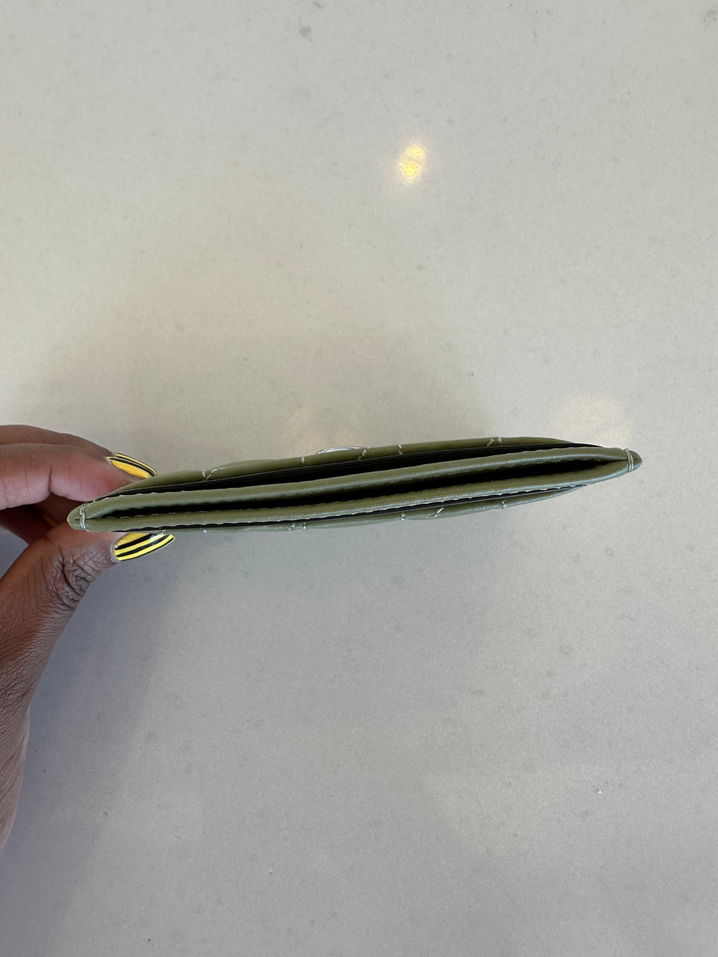 Coach Quilted Card Holder in Green Leather