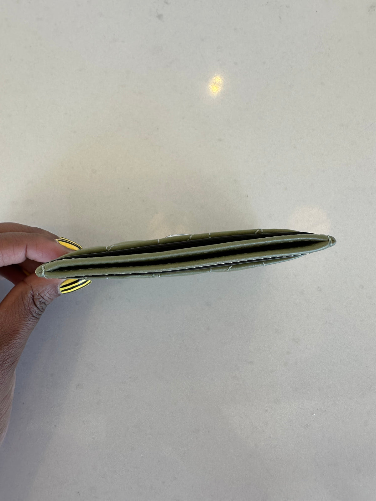 Coach Quilted Card Holder in Green Leather