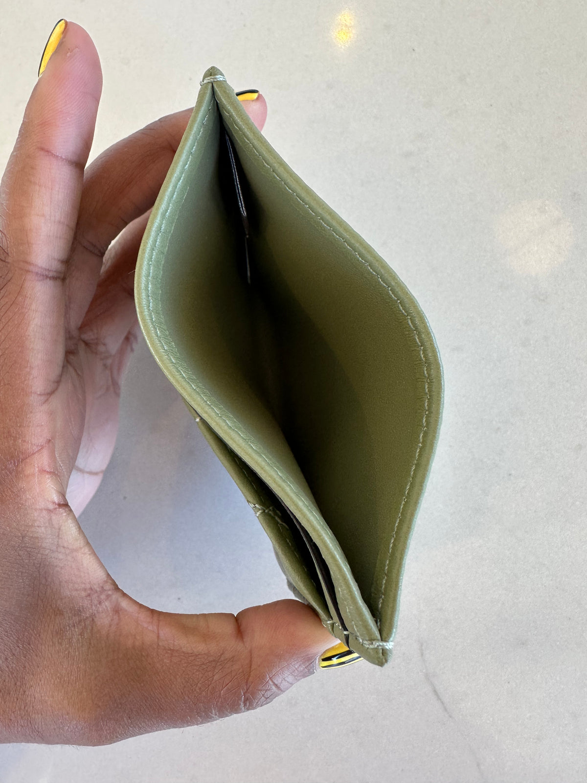 Coach Quilted Card Holder in Green Leather
