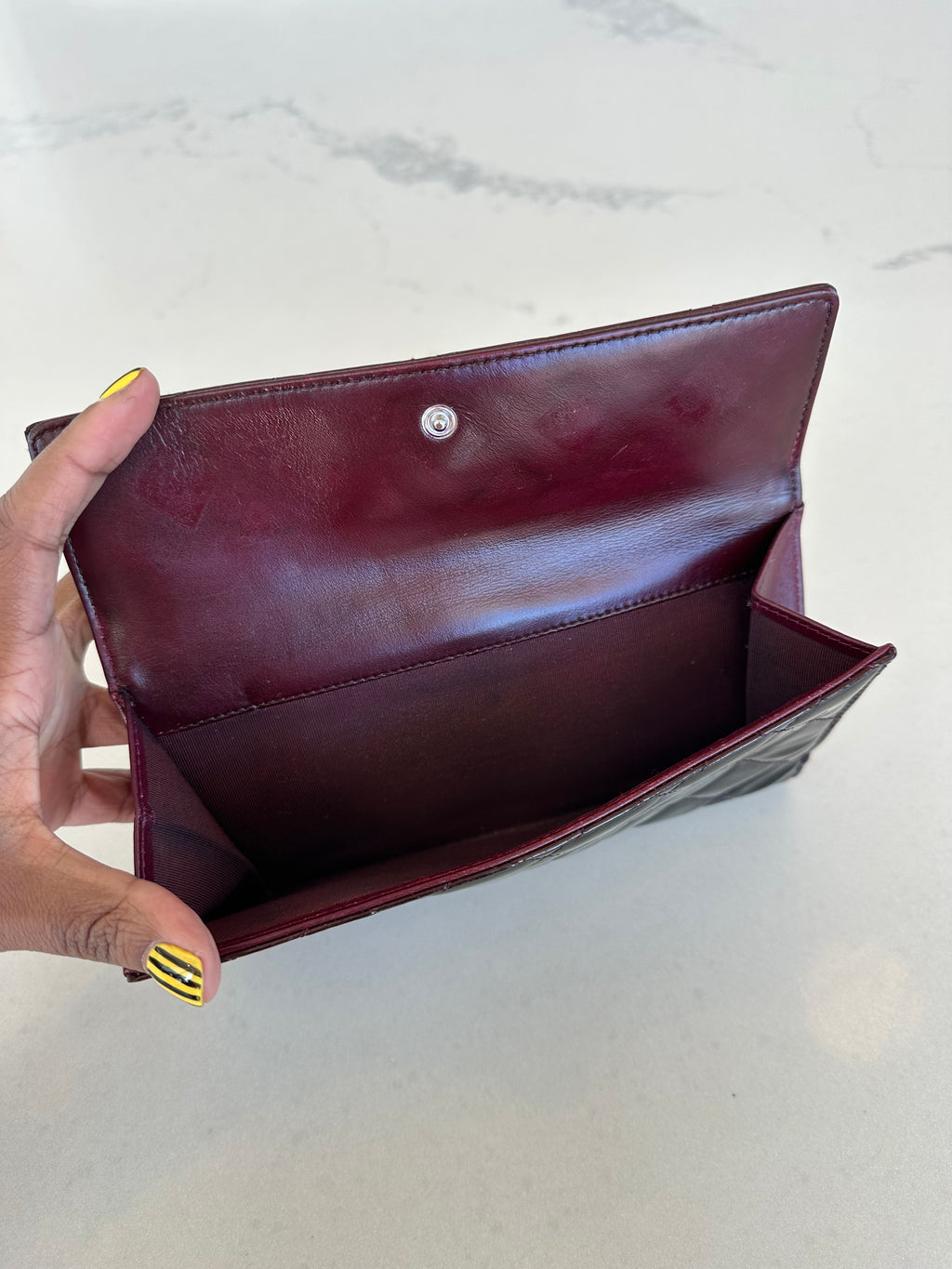 Chanel Quilted Wallet in Black Patent Leather