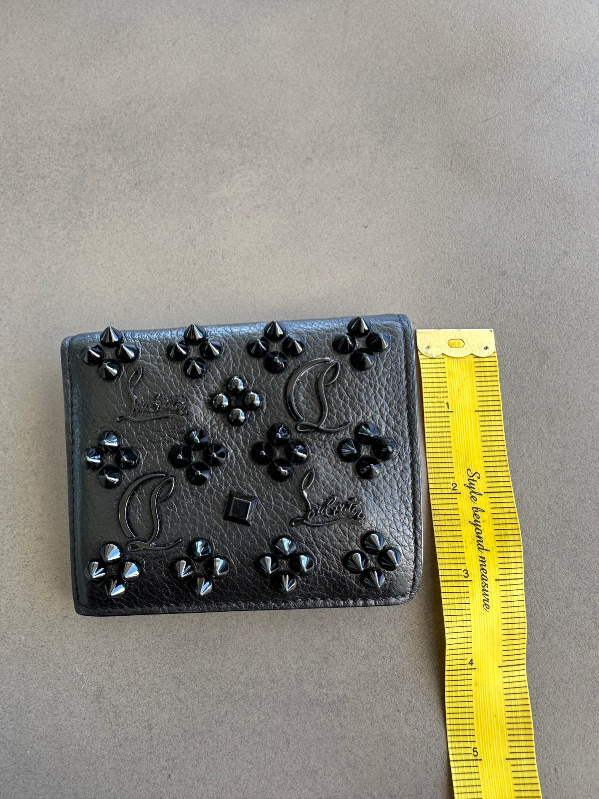 Christian Louboutin Studded Black Leather Card Holder