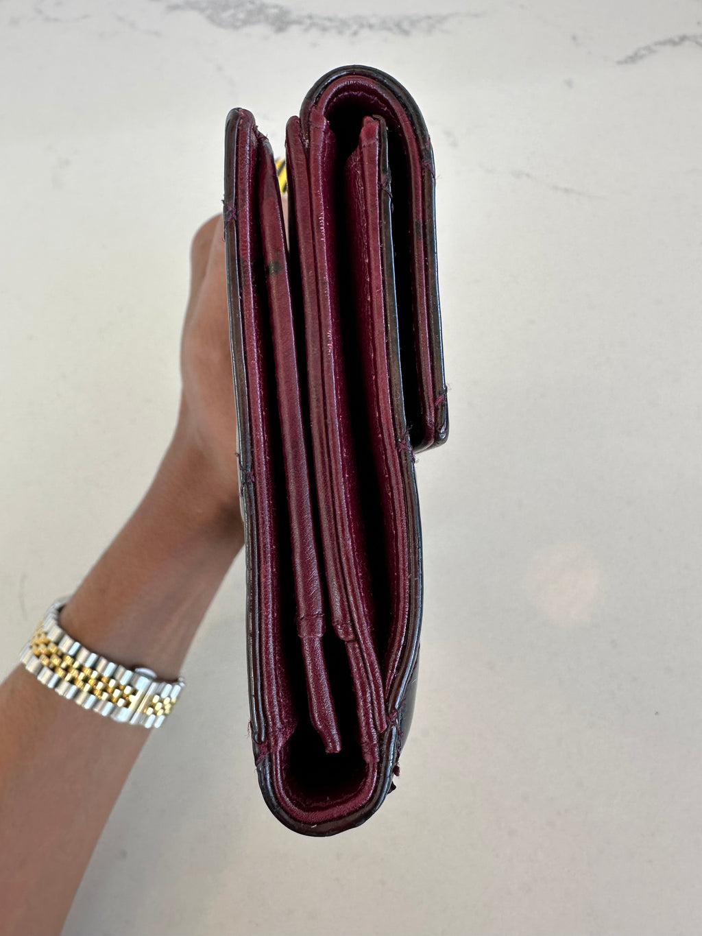 Chanel Quilted Wallet in Black Patent Leather