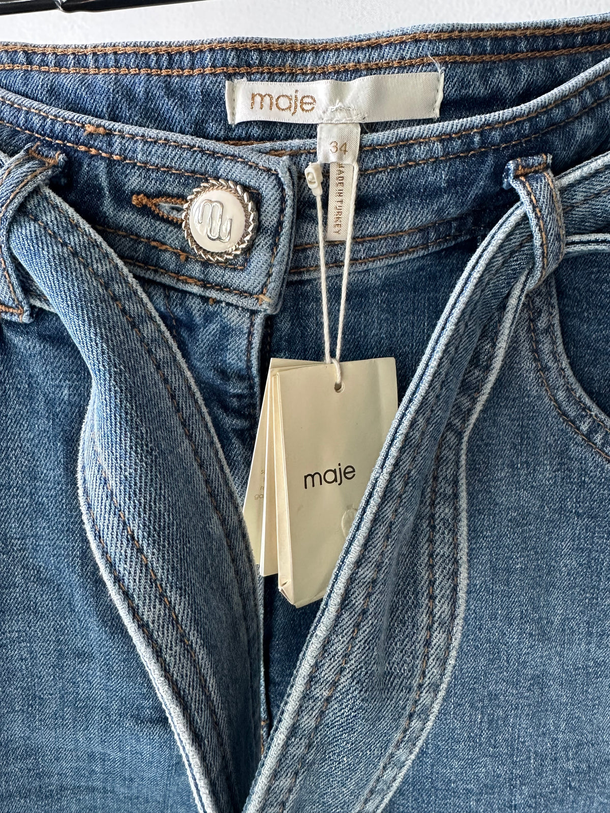 Maje Belted Denim Shorts
