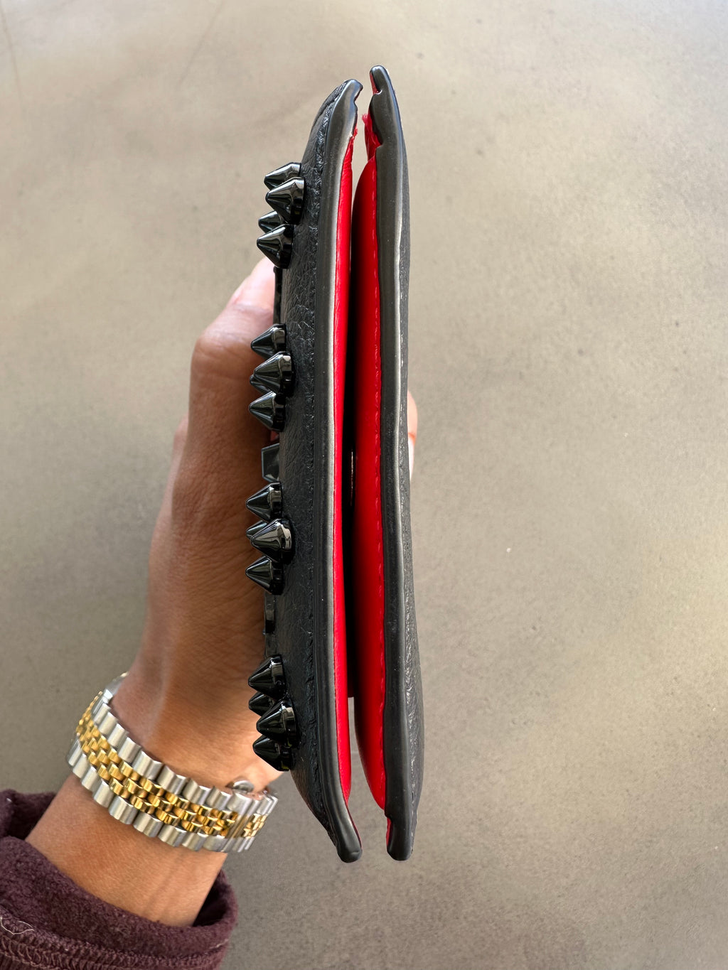 Christian Louboutin Studded Black Leather Card Holder