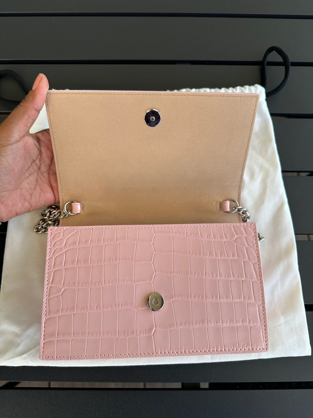 Alexander McQueen Mini Purse in Pink Croc Embossed Leather