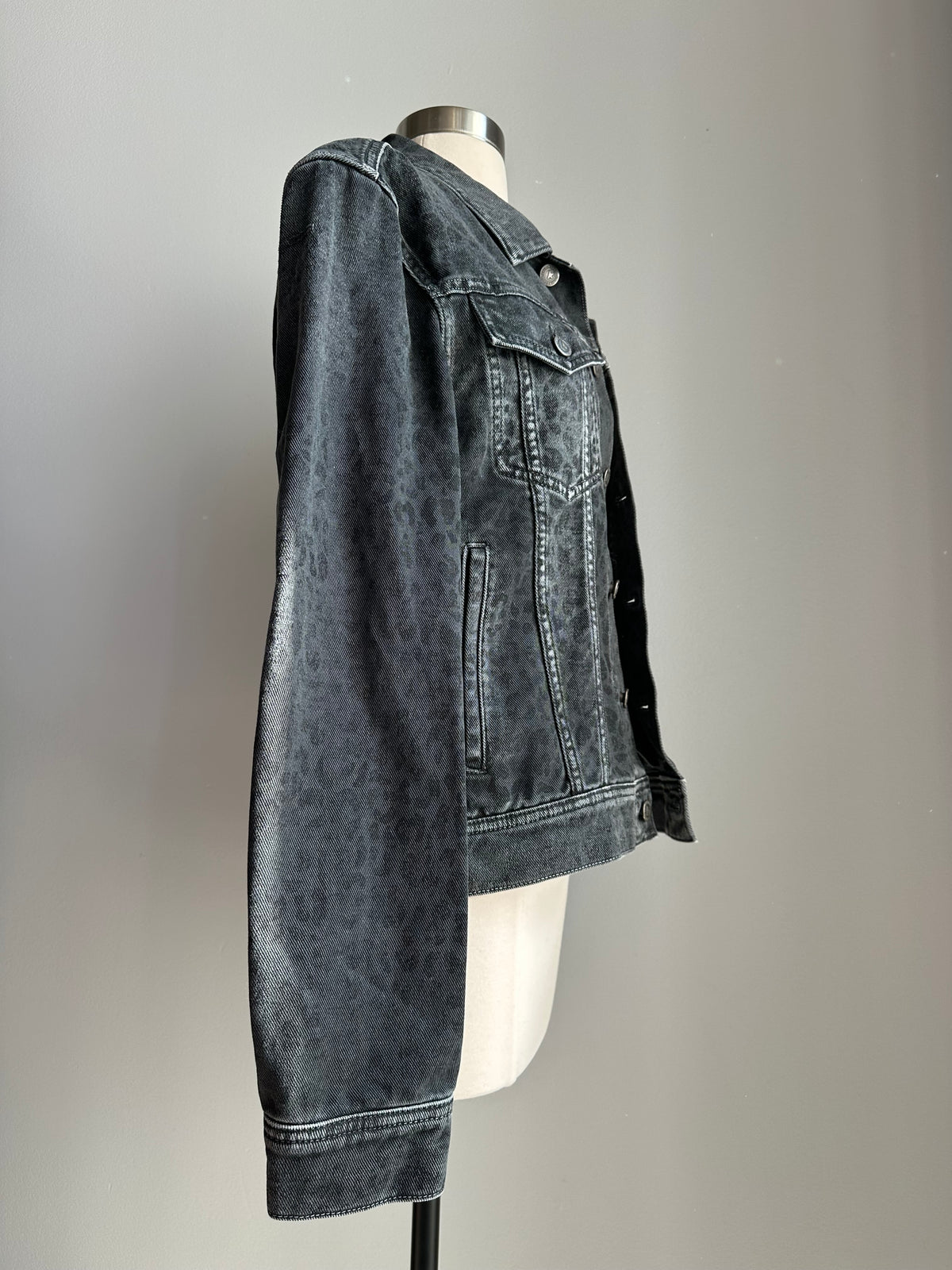 Golden Goose Leopard Jacket in Grey Denim