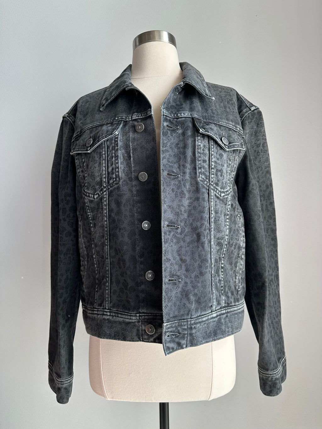Golden Goose Leopard Jacket in Grey Denim