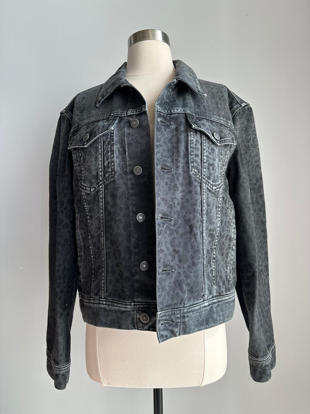 Golden Goose Leopard Jacket in Grey Denim
