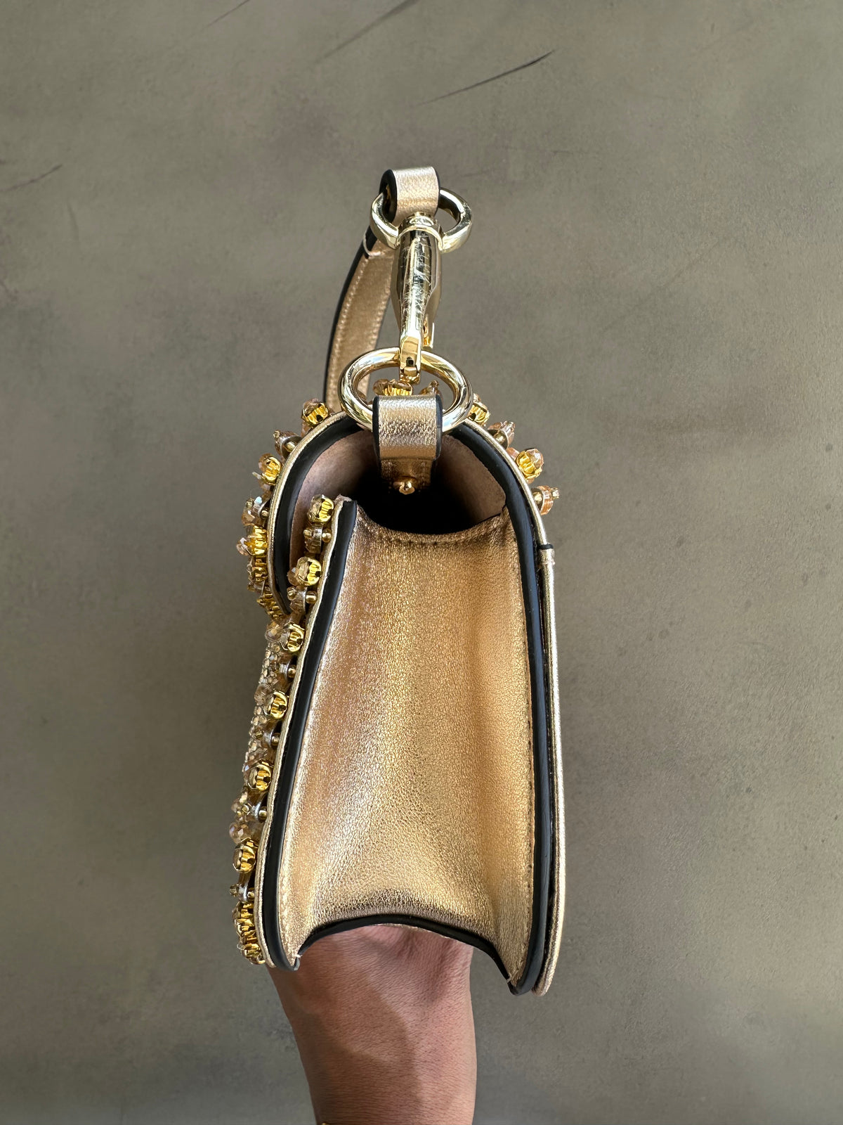 Valentino Garavani Mini Bag in Gold Crystal
