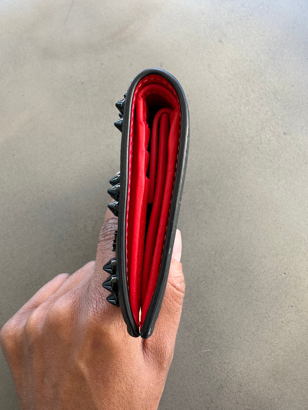 Christian Louboutin Studded Black Leather Card Holder