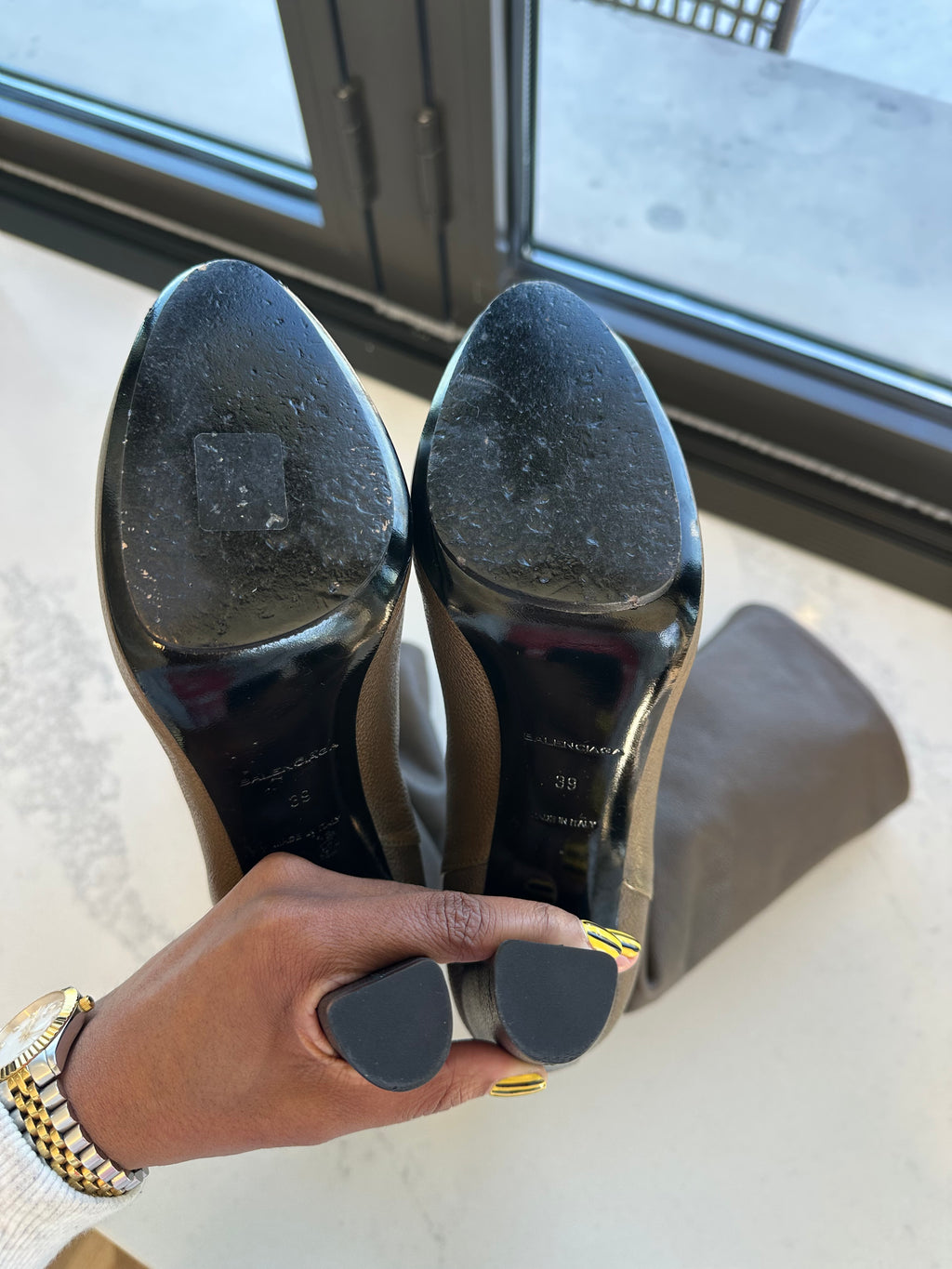 Balenciaga Heeled Boots in Olive Leather
