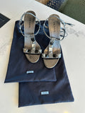 Prada Studded Heeled Sandals in Silver