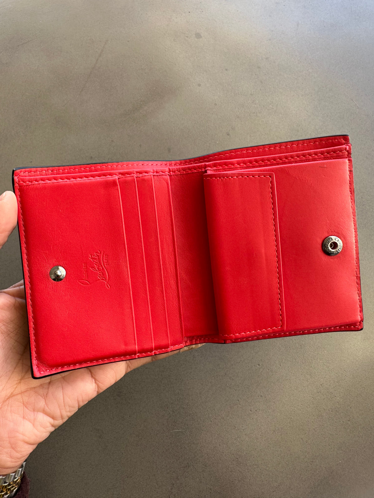 Christian Louboutin Studded Black Leather Card Holder
