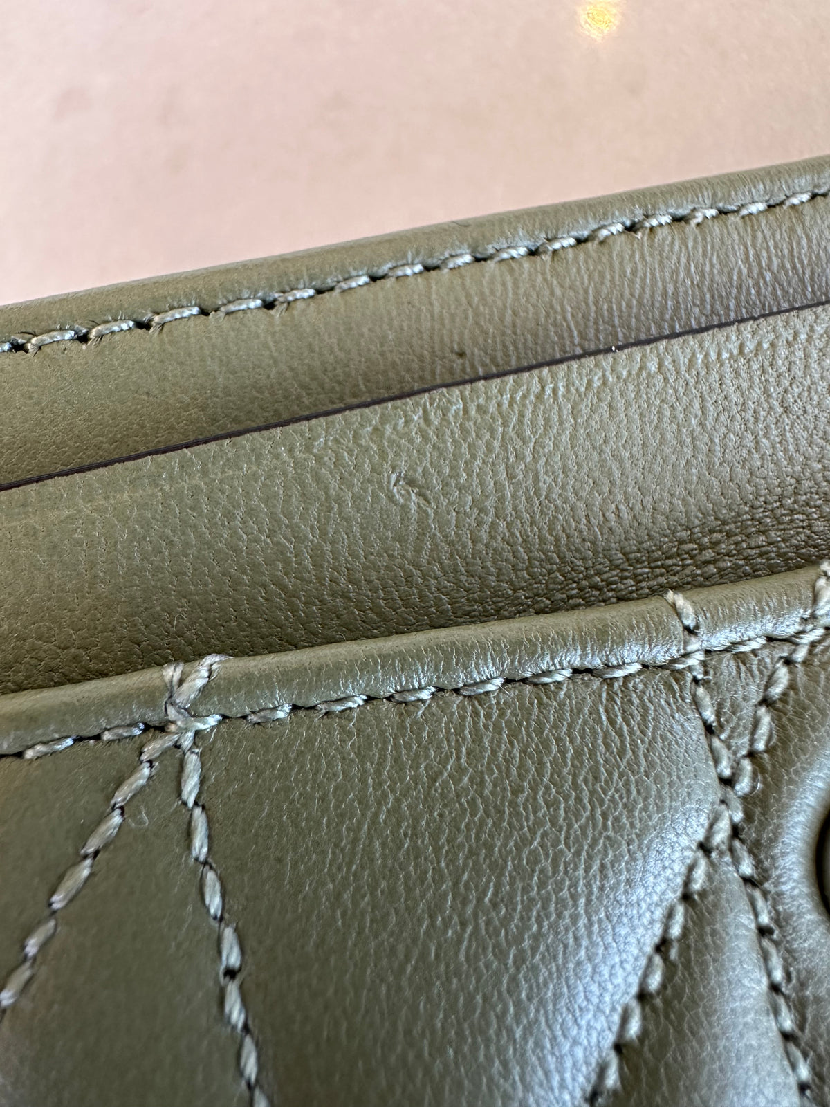 Coach Quilted Card Holder in Green Leather