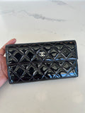 Chanel Quilted Wallet in Black Patent Leather