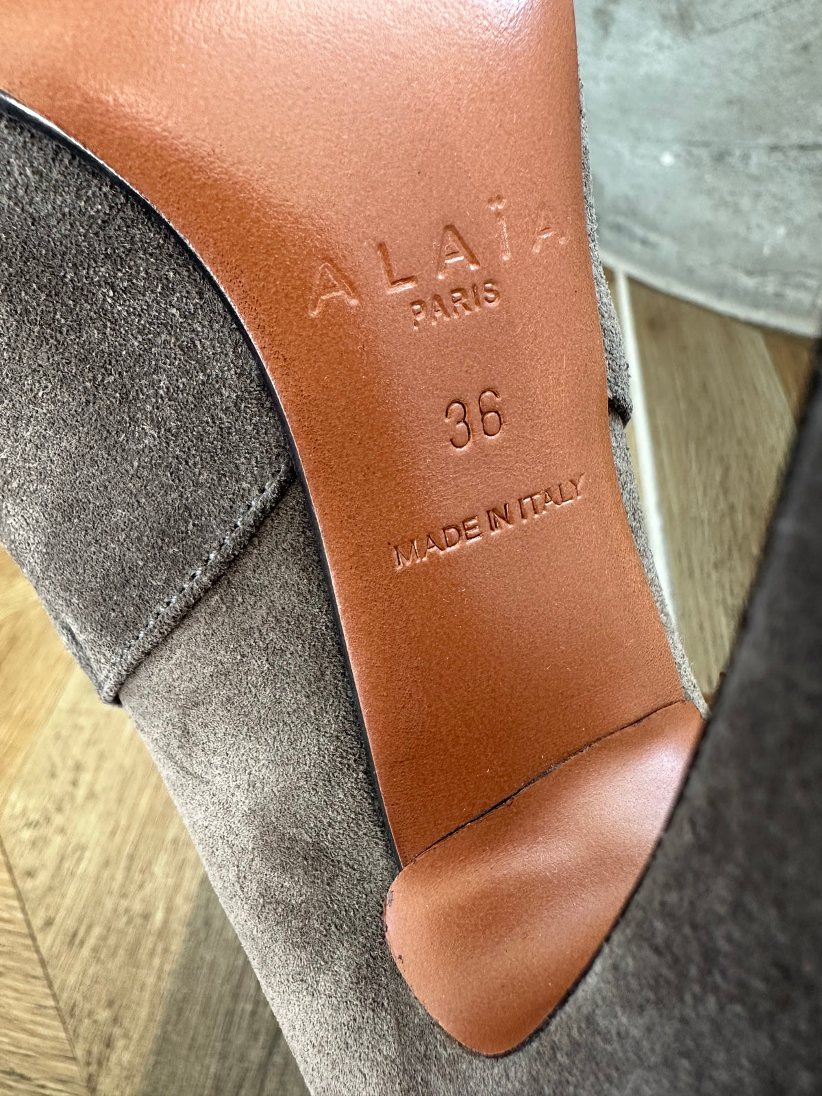 Alaïa Heeled Booties in Grey Suede