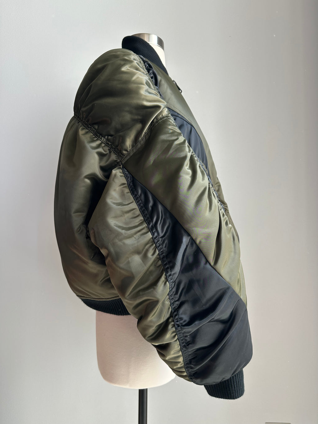 Mugler Puffer Jacket in Army Green & Black