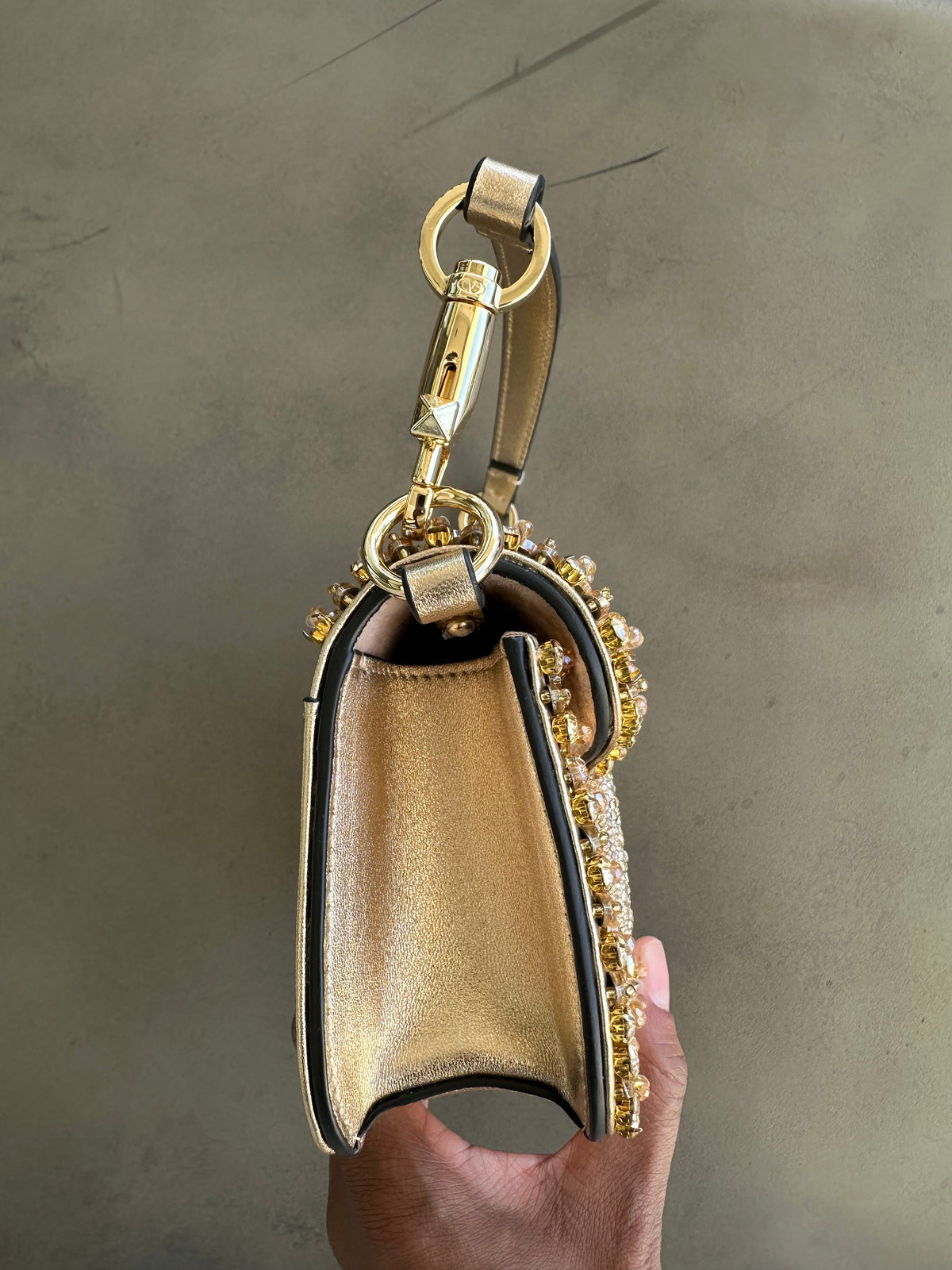 Valentino Garavani Mini Bag in Gold Crystal