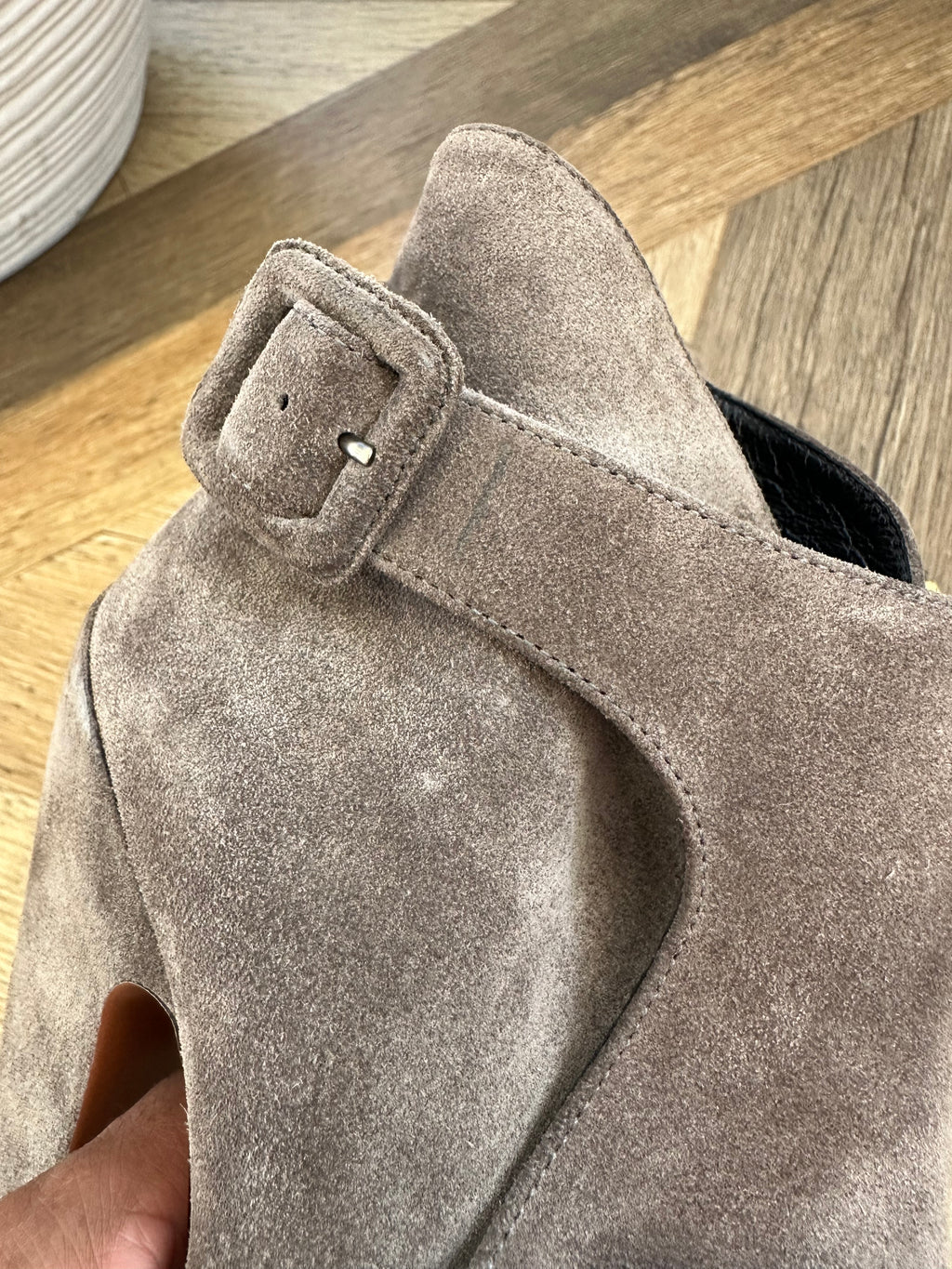 Alaïa Heeled Booties in Grey Suede