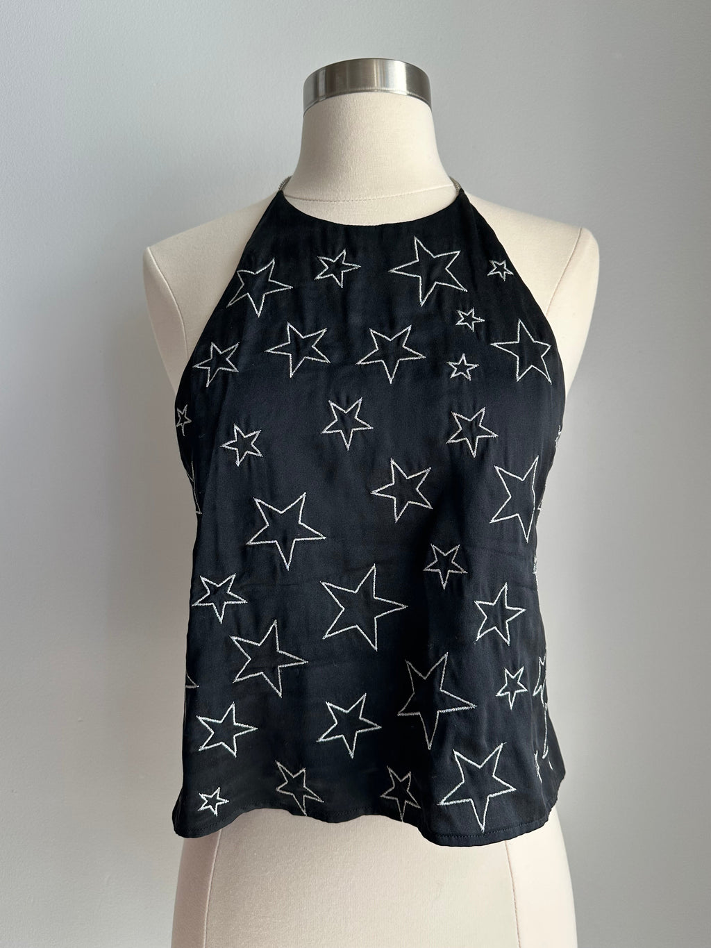 Amiri Star Embroidered Halter Top in Black