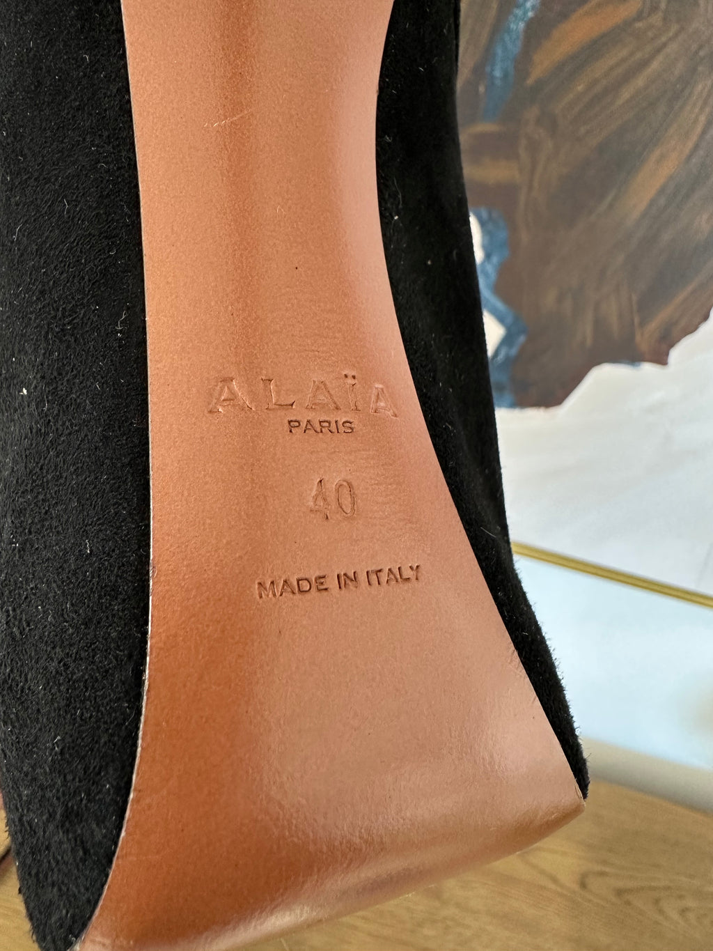 Alaïa Lace-up Heels in Black Suede