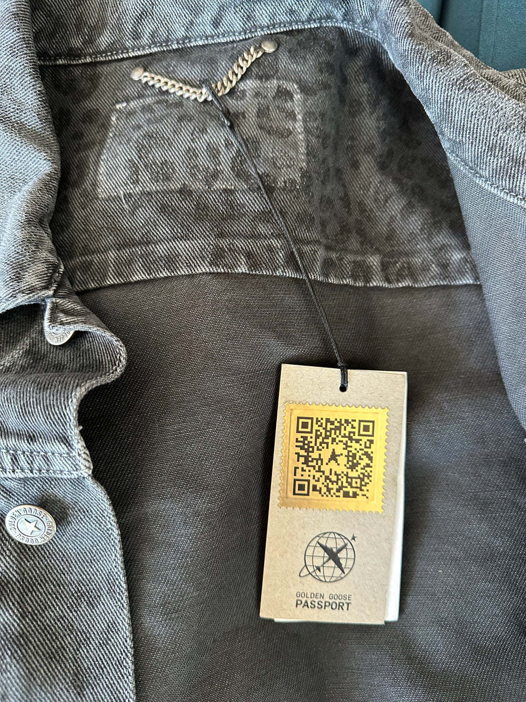 Golden Goose Leopard Jacket in Grey Denim