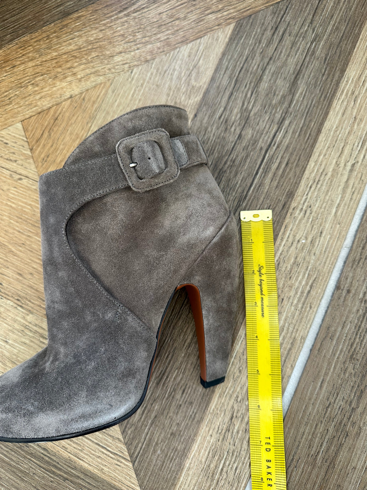 Alaïa Heeled Booties in Grey Suede