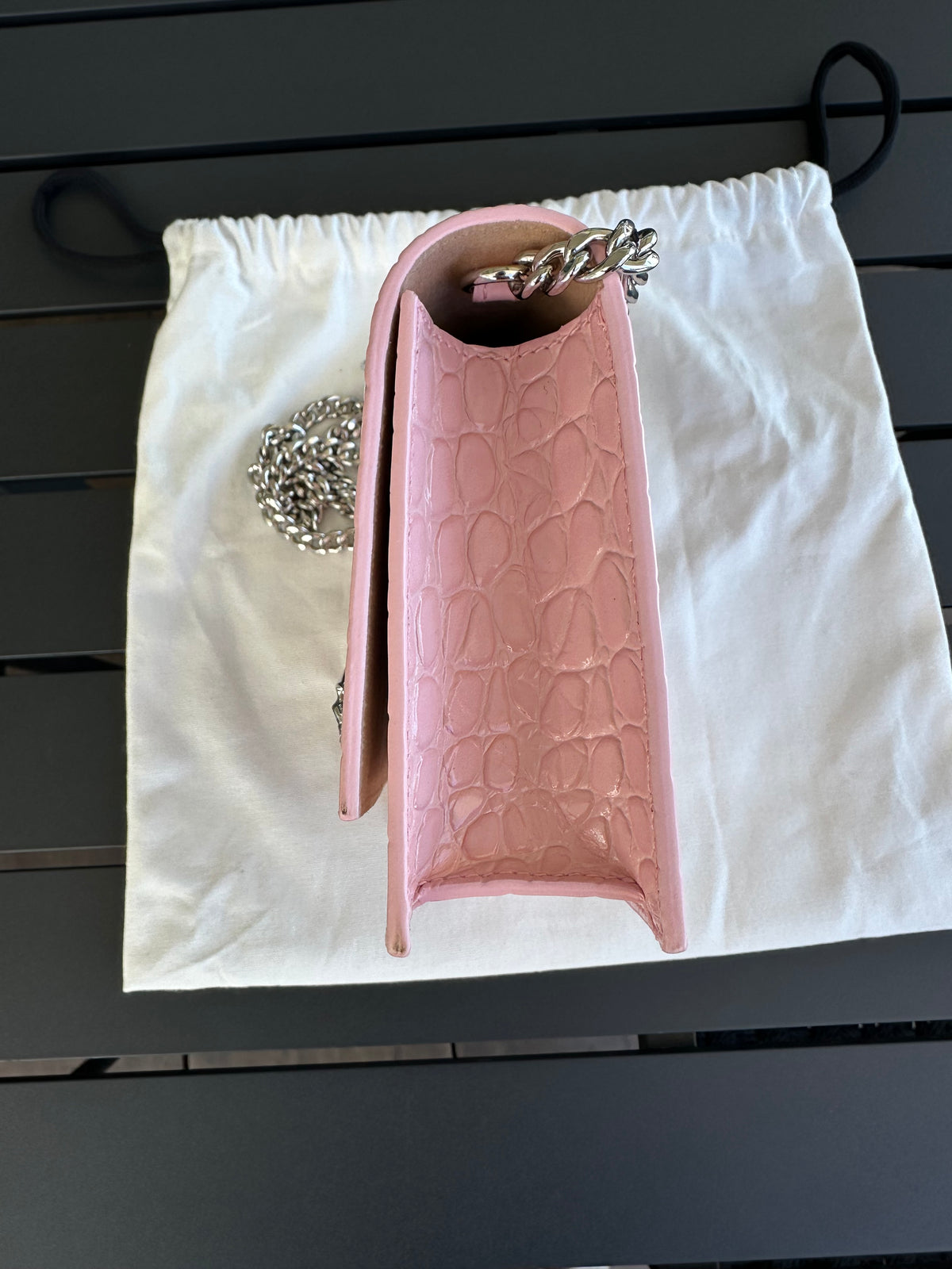 Alexander McQueen Mini Purse in Pink Croc Embossed Leather