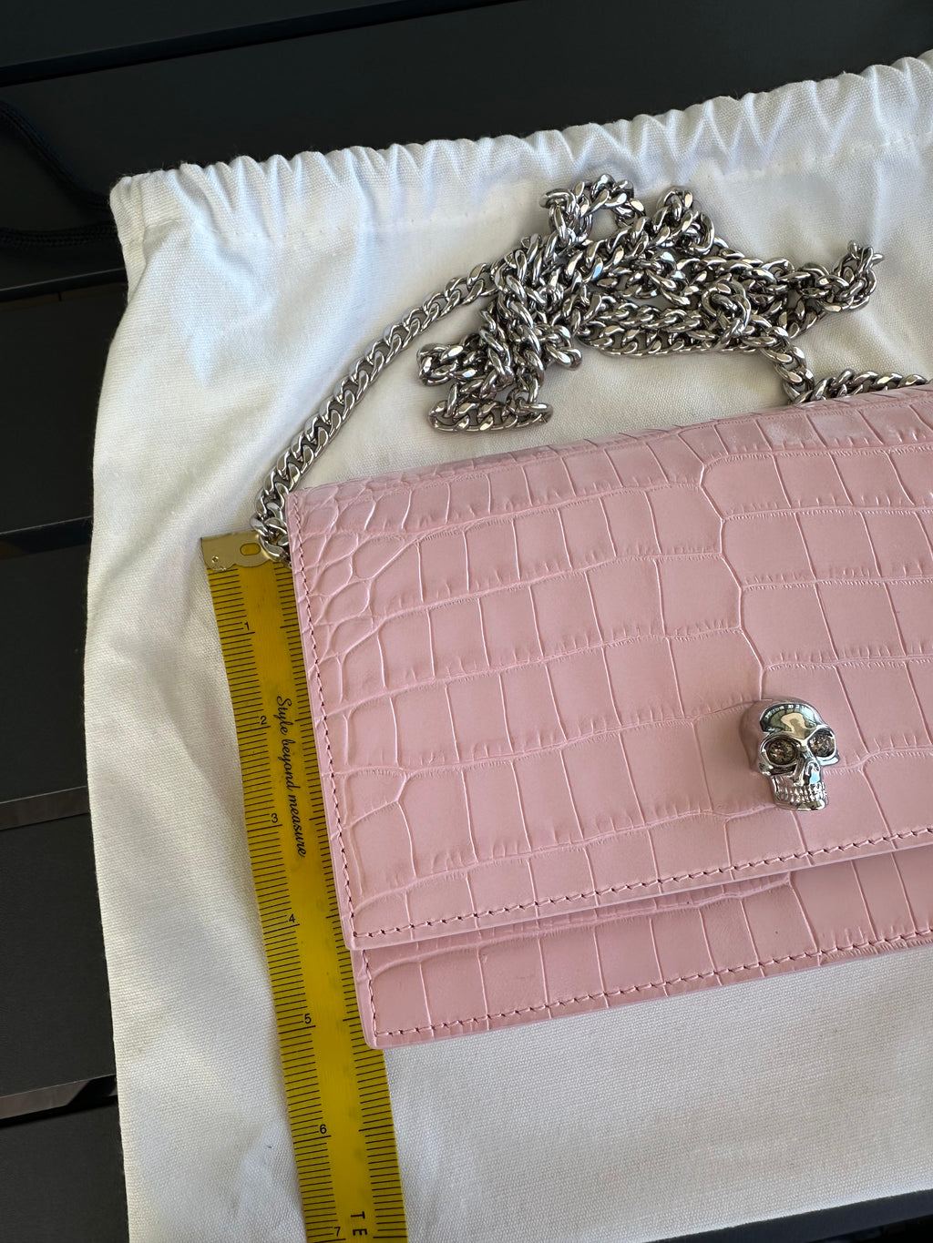 Alexander McQueen Mini Purse in Pink Croc Embossed Leather
